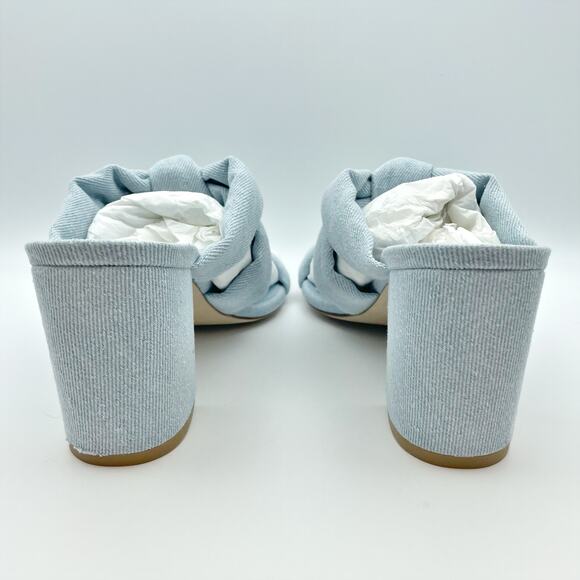 Stuart Weitzman Womens Playa 75 Knot Block Heel Sandals 9.5M Blue Denim NWOB - Picture 9 of 12